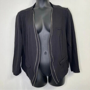 Torrid Black Zippered Open Front Blazer Size 3
